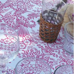  Paraiso Mexicansk Hvid Voksdug med Pink M�nster