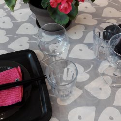 Rund voksdug med elastik �60 cm Outlet Gr� Hjerteblade