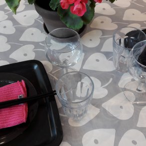 Rund voksdug med elastik �60 cm Outlet Gr� Hjerteblade