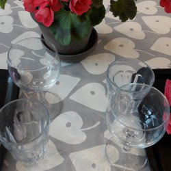 Rund voksdug med elastik �60 cm Outlet Gr� Hjerteblade