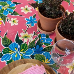 Rund voksdug med Elastik Fortin Roze 120 cm