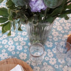 Rund voksdug med elastik �60 cm Outlet Lys Bl� Blomst