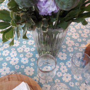 Rund voksdug med elastik �60 cm Outlet Lys Bl� Blomst