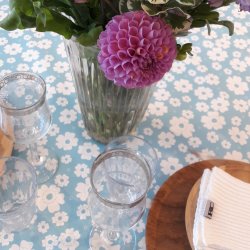 Rund voksdug med elastik �60 cm Outlet Lys Bl� Blomst