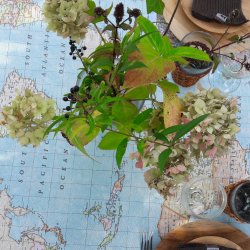 Rund tekstildug Bl Verdenskort - Elastik 60 cm - OUTLET