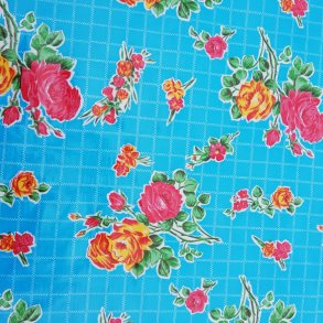 Forkl�de i Voksdug Bl� med Blomster