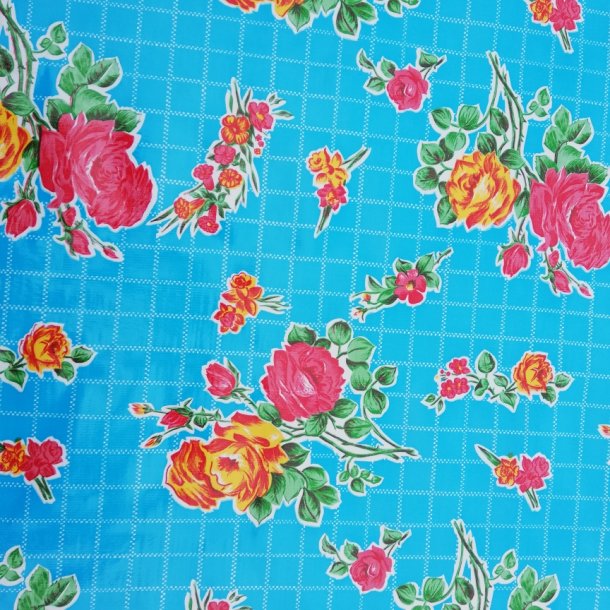 Forkl�de i Voksdug Bl� med Blomster