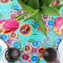 Rund voksdug med Elastik Florapola Mint 120 cm