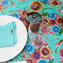 Rund voksdug med Elastik Florapola Mint 120 cm