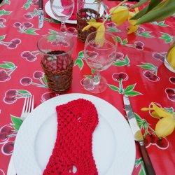 Cerezas Rd Voksdug med Kirsebr