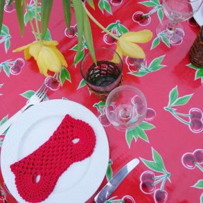 Cerezas Rd Voksdug med Kirsebr