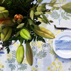 Rund tekstildug Yellow Mimosa - Elastik 60 cm - OUTLET