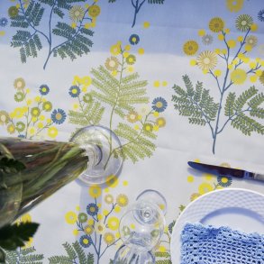 Rund tekstildug Yellow Mimosa - Elastik 60 cm - OUTLET