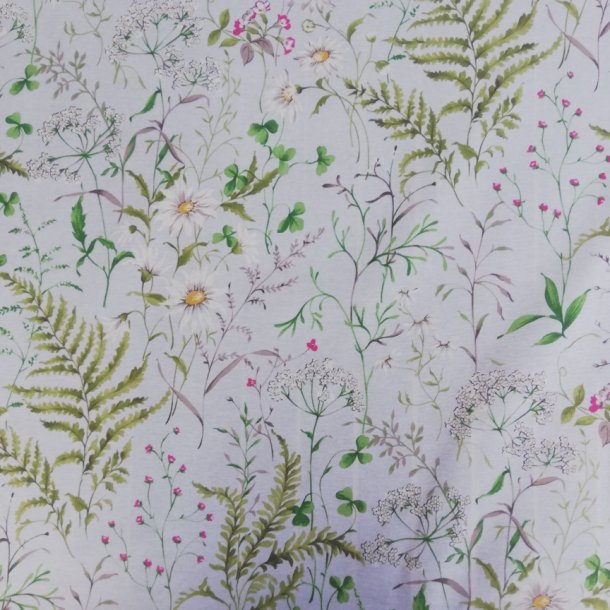 Rund tekstildug Sommereng med hvid bund og blomster - Elastik 60 cm - OUTLET