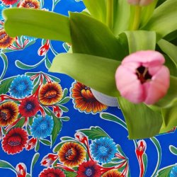 Rund voksdug med Kanteb�nd �120 cm Florapola Bl�