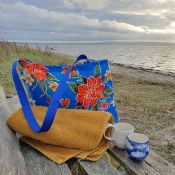 frisk vinterbadetaske i bl voksdug