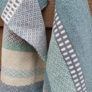 Jaquard Strikket �kologisk H�ndkl�de Bl�/Gr�n