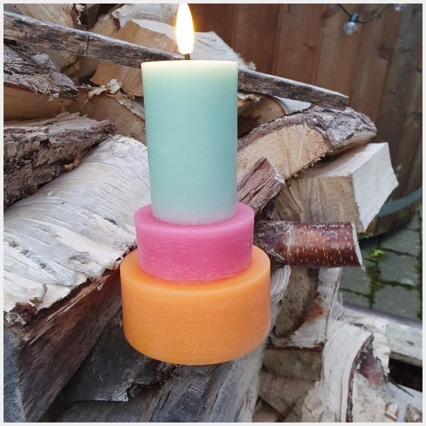 LED Bloklys Grn Rosa Gul