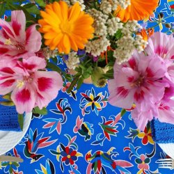 Aves Bl Voksdug med Fugle