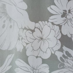 Aleta Gr� S�lv Voksdug med Hvide Blomster