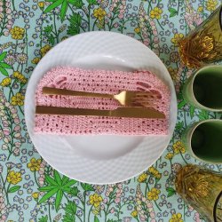 Rund voksdug med Kantebnd 142 cm Grn/Gul/Rosa