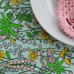 Rund voksdug med Kantebnd 142 cm Grn/Gul/Rosa