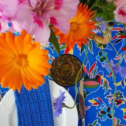 Rund voksdug 120 cm Bl Azul Aves Fugle