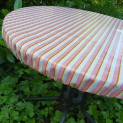 Rund Voksdug Elastik Au Maison Lines-Pink/Orange  60 cm