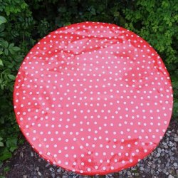 Rund voksdug med elastik 60 cm Rd med Rosa Prikker