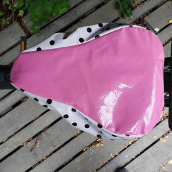 Cykelsadelovertr�k Margit Pink med Hvid og Prikker