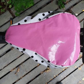 Cykelsadelovertr�k Margit Pink med Hvid og Prikker