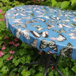 Rund voksdug �60 cm Outlet Bl� Sommerfugle
