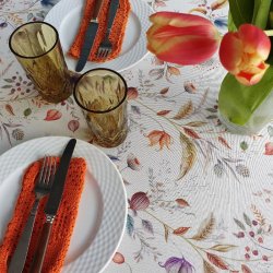 Rund tekstildug 139 cm Orange Lilla Gul