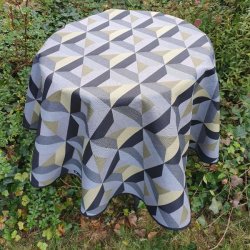 Rund tekstildug 139 cm Gr Grafik Oliven