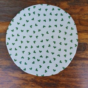 Rund Voksdug Elastik Au Maison Grnne Hjerter 140 cm