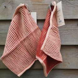 Ribstrikket Karklud og Spaklud Terrakotta Orange