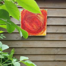 Ildkugle Maleri 40 x 40 cm