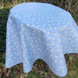 Rund voksdug �139 cm Bl� Margueritter