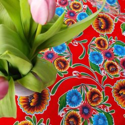 Rund Mexicansk Voksdug �120 cm Florapola R�d