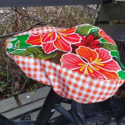 Cykelsadelovertr�k i Voksdug Margit Gr�n og Orange Tern