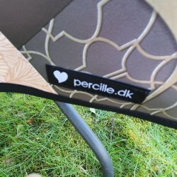 Rund voksdug �139 Sort med Ginko Blade og Abrikos Nuancer