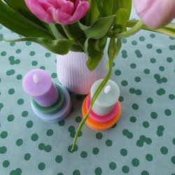 Rund Voksdug Elastik Au Maison Gr�n med Prikker �140 cm