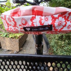Cykelsadel Overtrk Margit Stor Rd og Hvid Ternet Mix