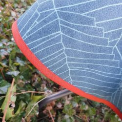 Rund Petrol Tekstildug med Orange Bnd 127 cm