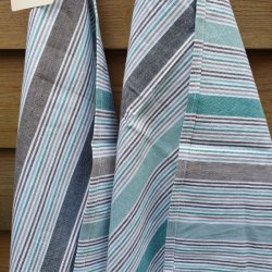 Viskestykke Azur/Gr med smalle striber OV36