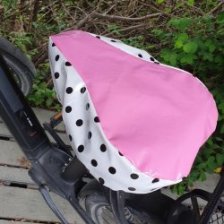 Cykelsadelovertr�k Margit Pink med Hvid og Prikker