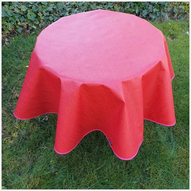 Rund voksdug �139 cm R�d med Pink Kanteb�nd