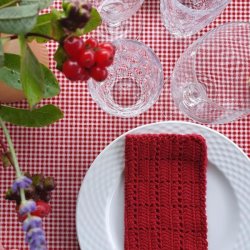 Rund voksdug 140 cm Rd/Hvid Ternet  Au Maison