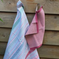 Karklude Stribede Rosa/Bordeaux - 2 stk