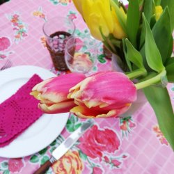 Rund voksdug med Elastik Rosendal Pink 120 cm